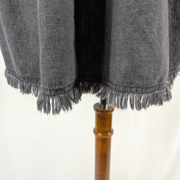 Ulla Popken Black Denim Flannel Snap Front Collared Shirt Raw Hem Plus Sz 16/18 - Picture 8 of 12